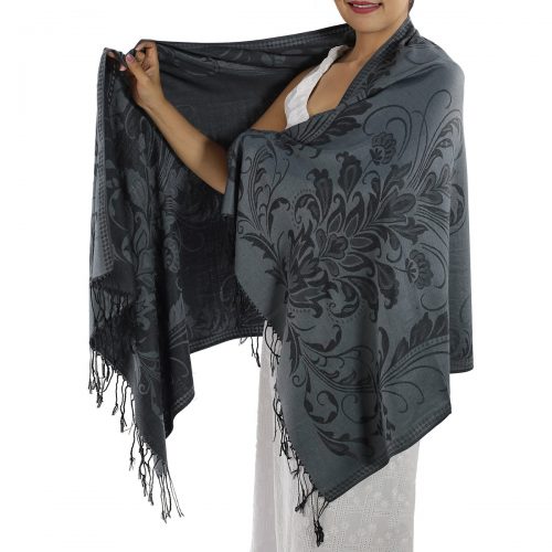Patterned Grey Pashmina Shawls