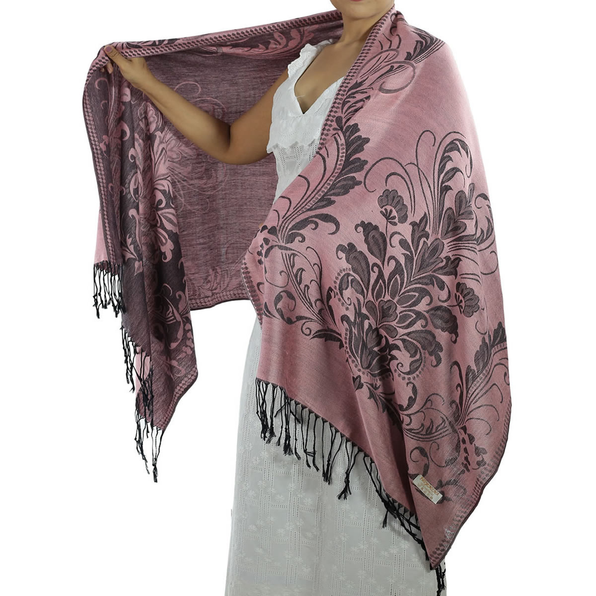 Patterned Hot Pink Pashmina Shawls
