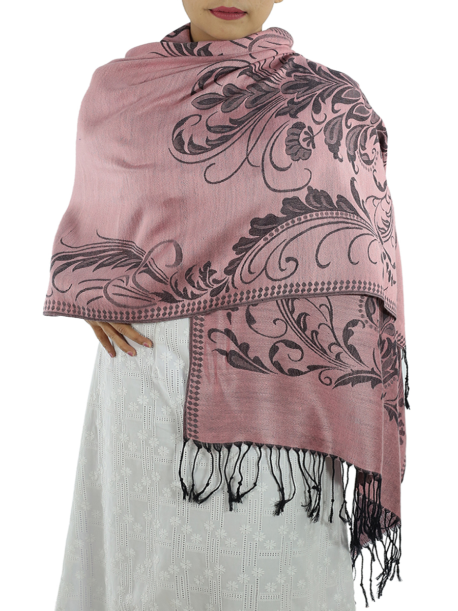 Patterned Hot Pink Pashmina Shawls: image 2
