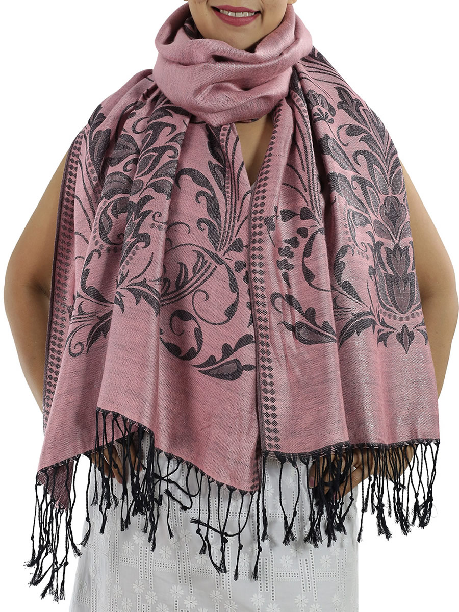 Patterned Hot Pink Pashmina Shawls: image 4
