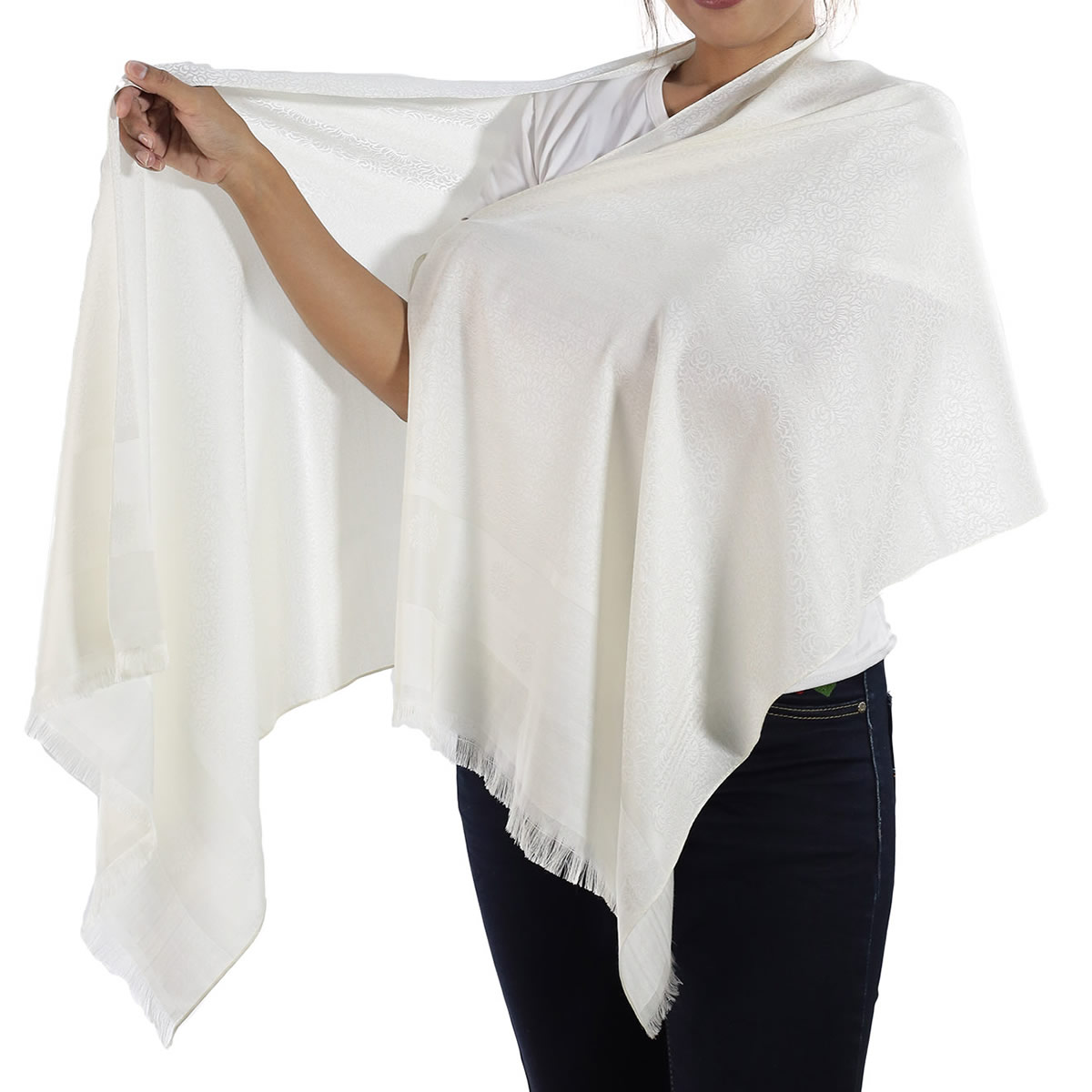 Patterned Pashmina Shawls, Grey: image 10