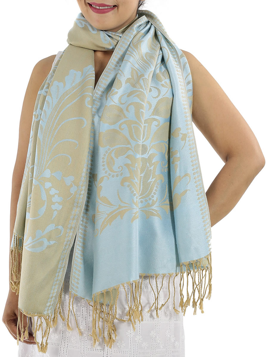 Patterned Pashmina Shawls, Grey: image 12