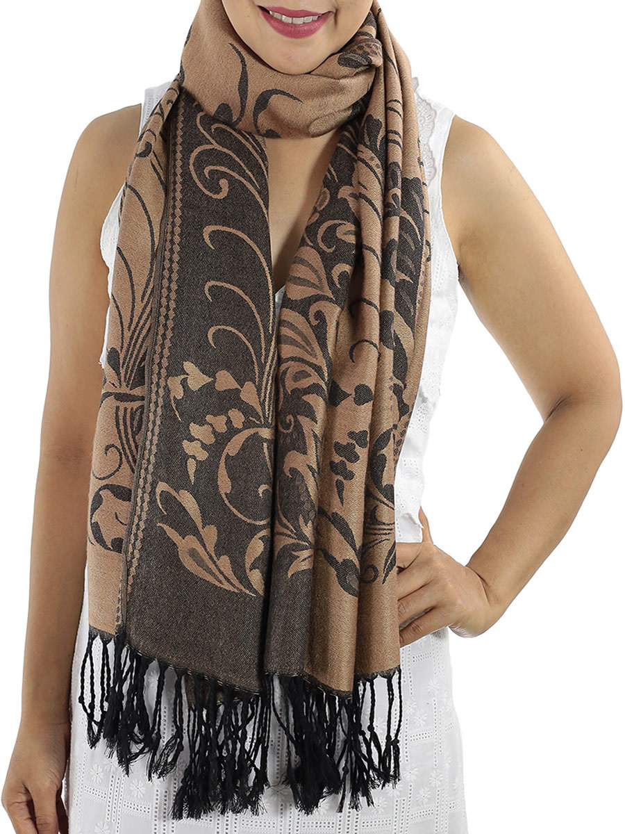 Patterned Pashmina Shawls, Grey: image 17