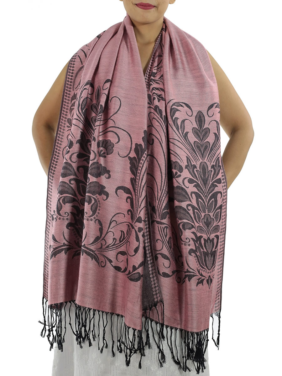 Patterned Pashmina Shawls, Grey: image 18