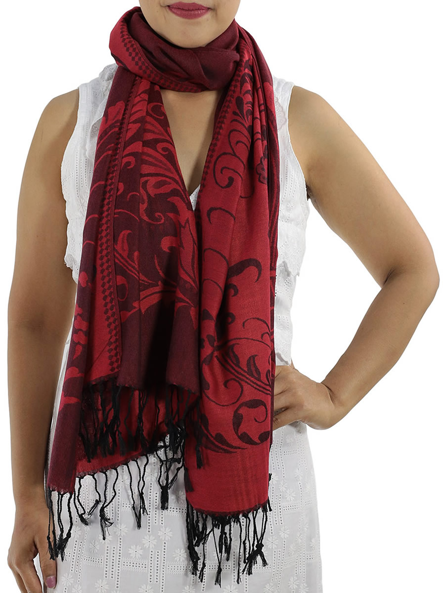 Patterned Pashmina Shawls, Grey: image 19