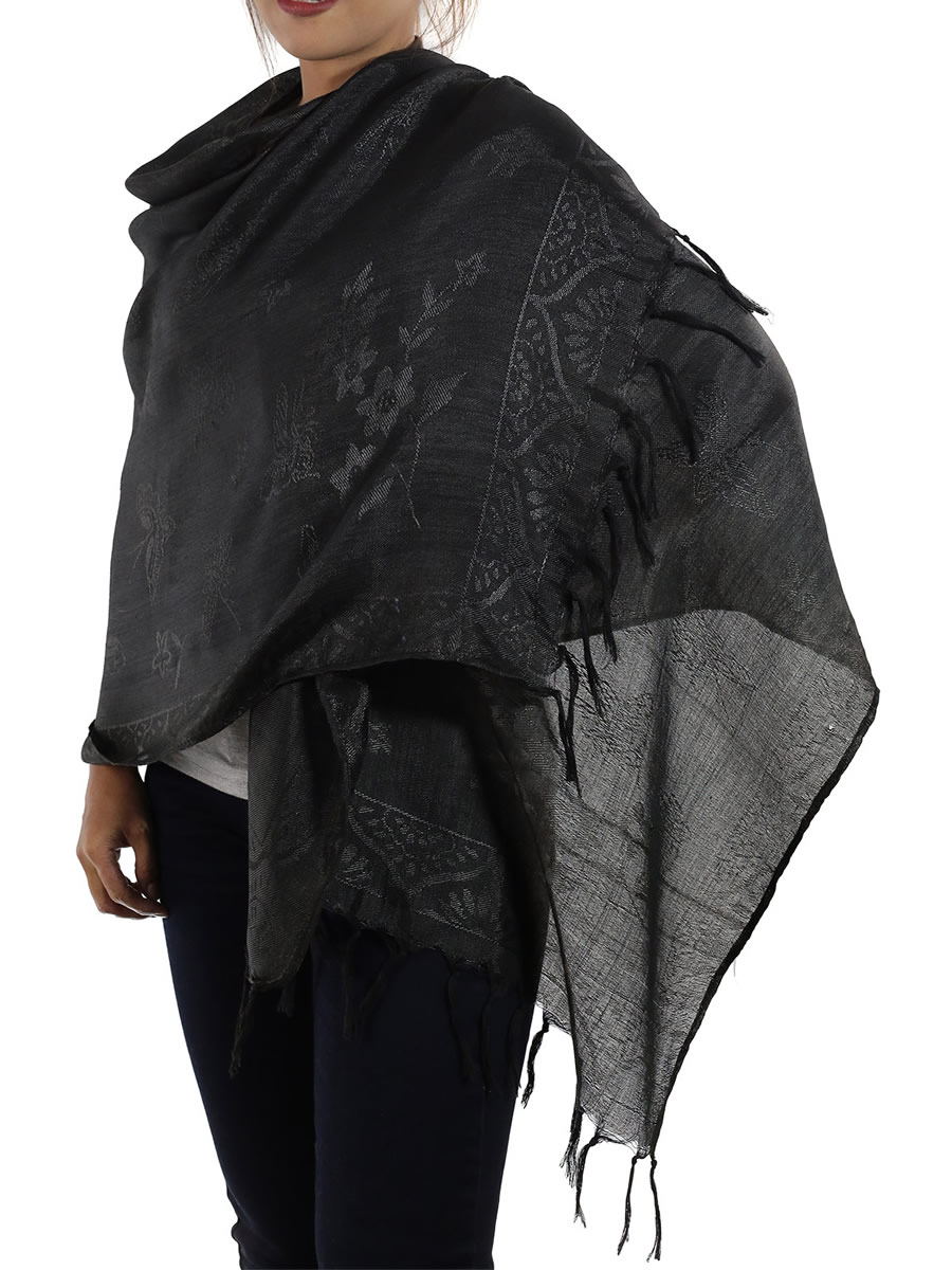 Black Thai Silk Scarf