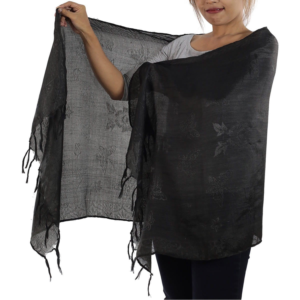 Black Thai Silk Scarf