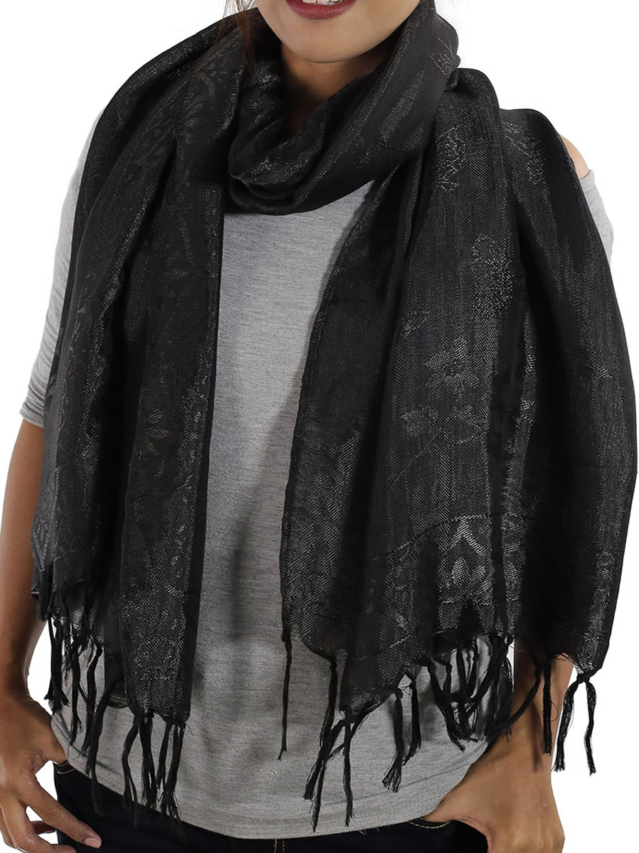 Black Thai Silk Scarf