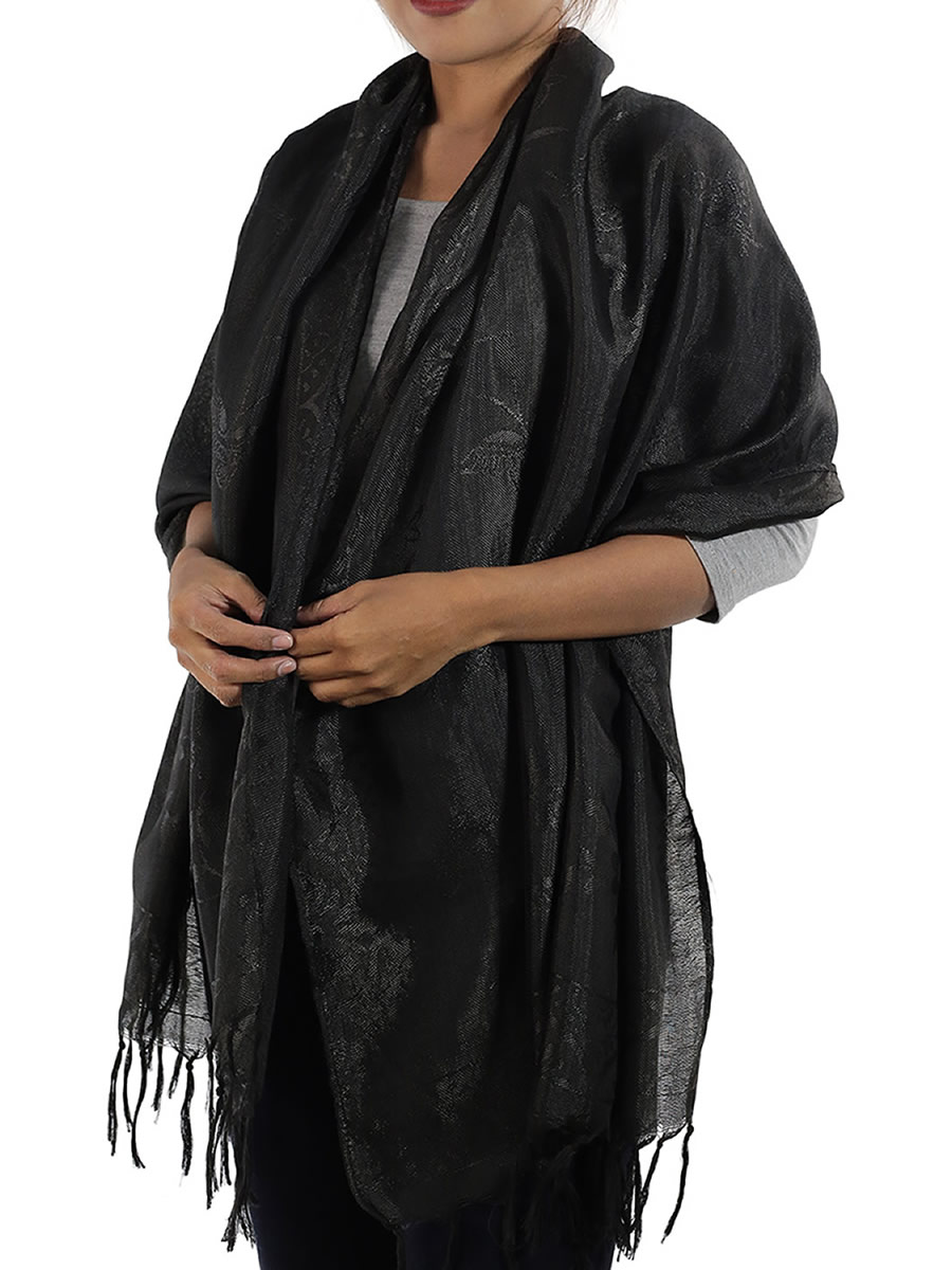 Black Thai Silk Scarf