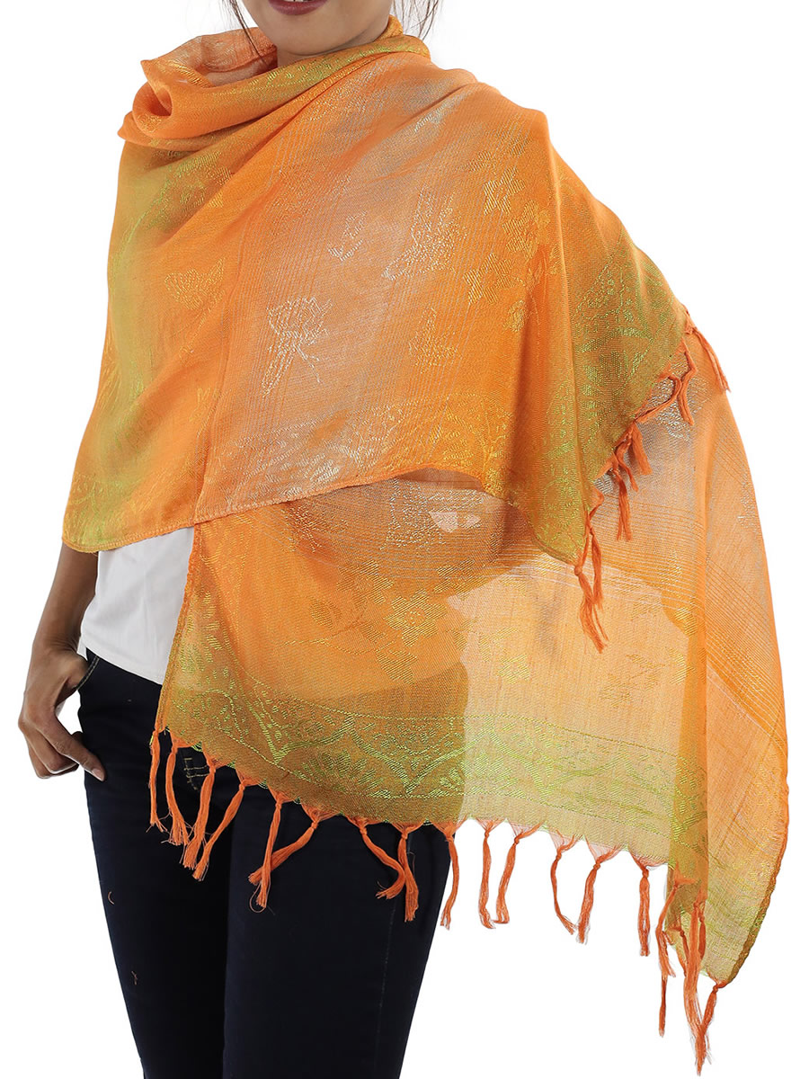 Orange Thai Silk Scarf