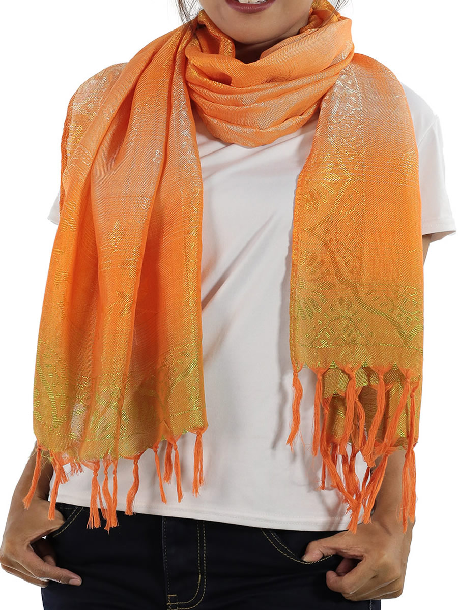 Orange Thai Silk Scarf
