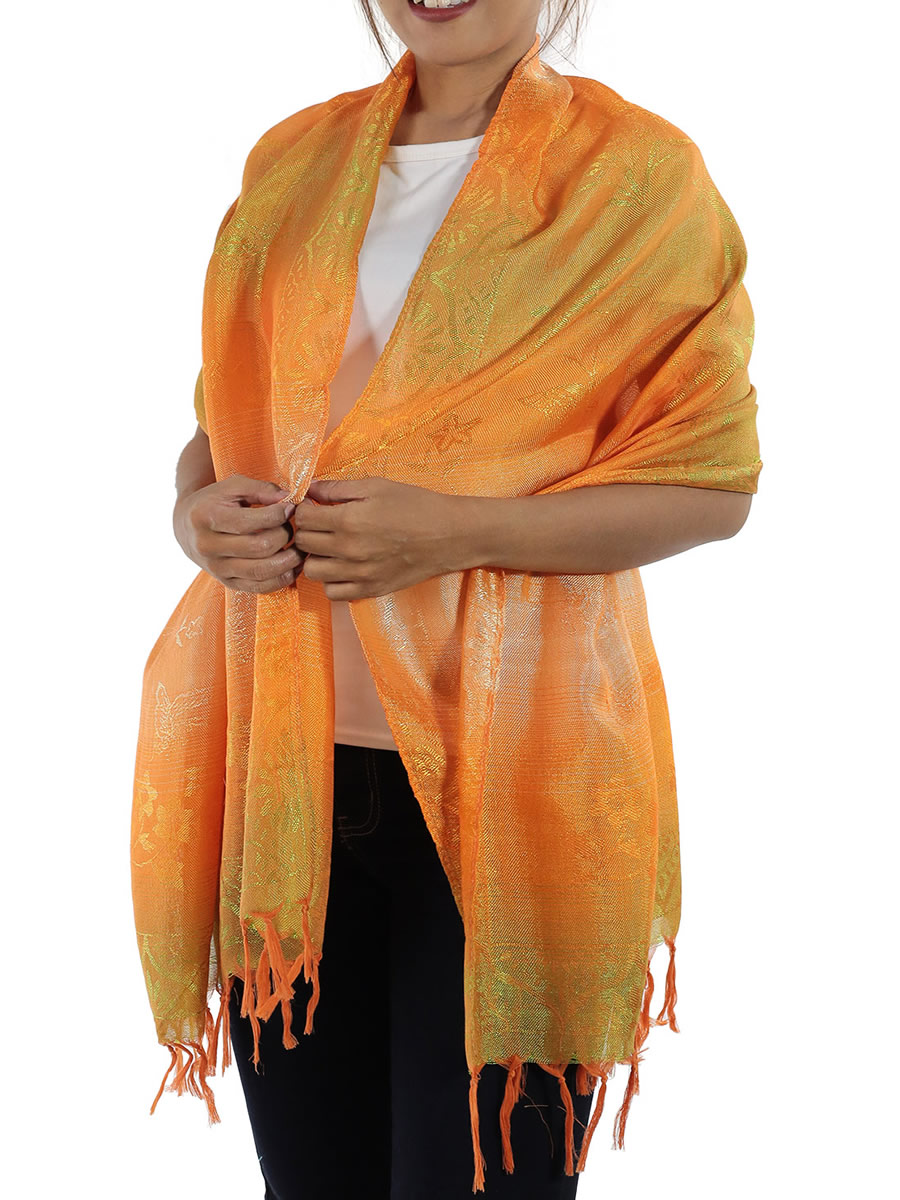 Orange Thai Silk Scarf