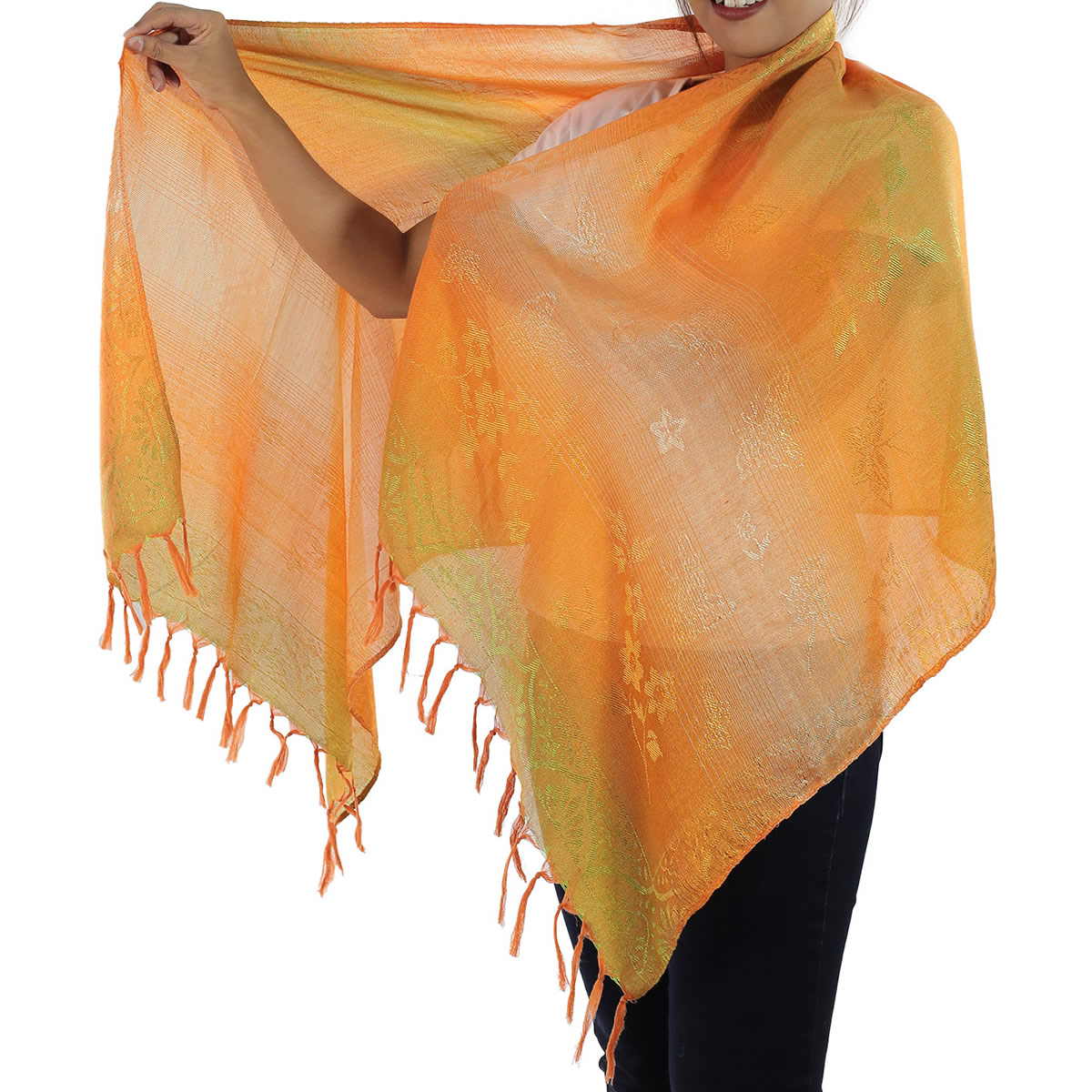 Orange Thai Silk Scarf