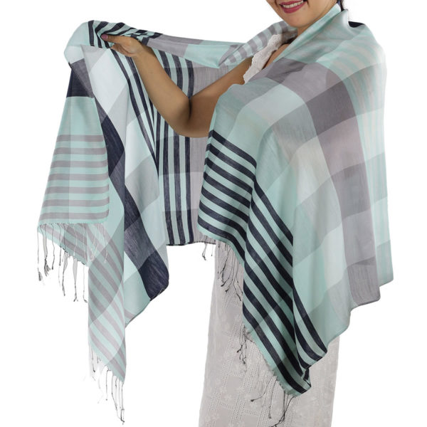 blue plaid scarf