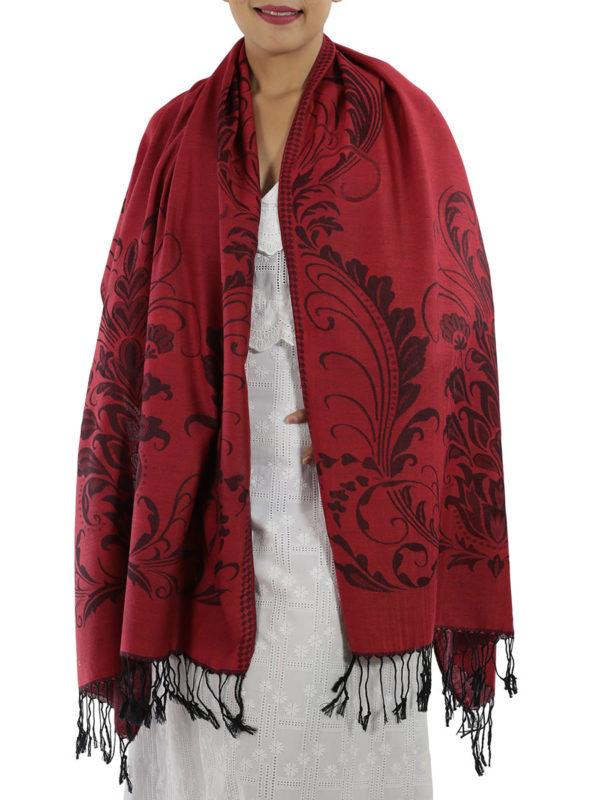 buy deep red pashmina shawl